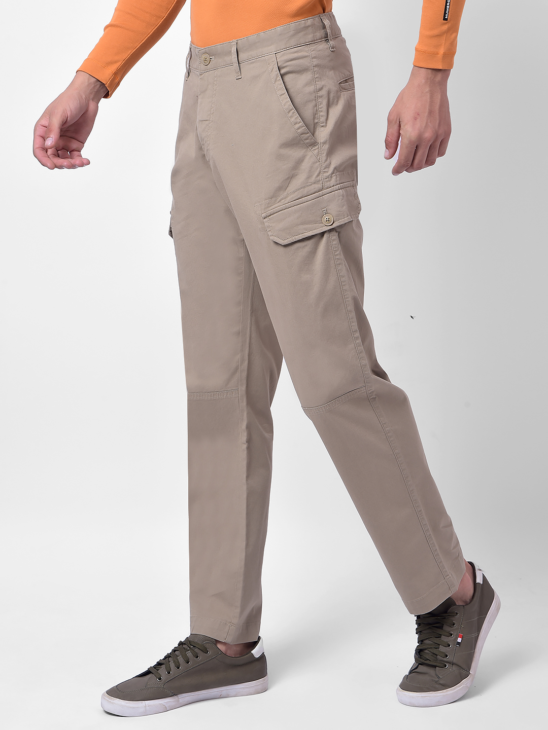 Numero Uno Men Beige Regular Fit Cargo Pants